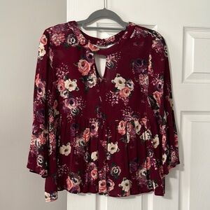 Floral Burgundy Women's Top
